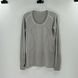 Lululemon Women's Scoop Neck Swiftly Tech Long Sleeve Top - Black/White - 10